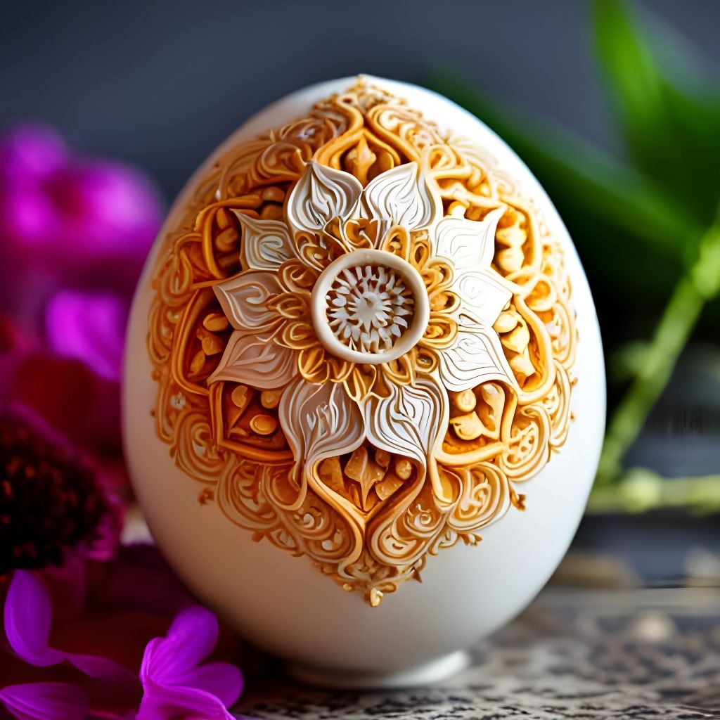 Sunlit Floral Egg Carving