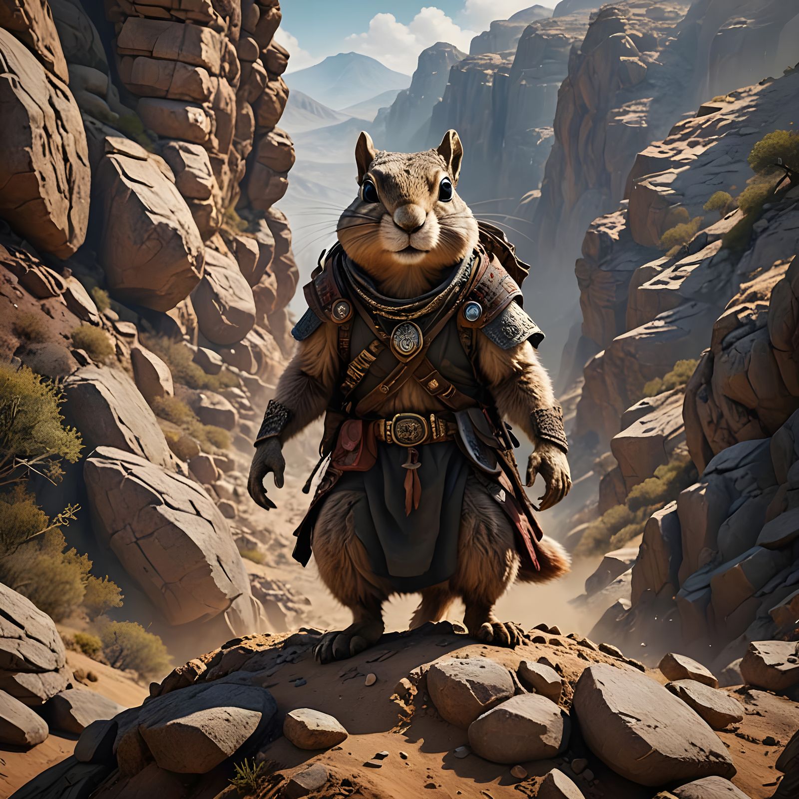 Rock Squirrel as Ancient Israelite Climbs Mountain