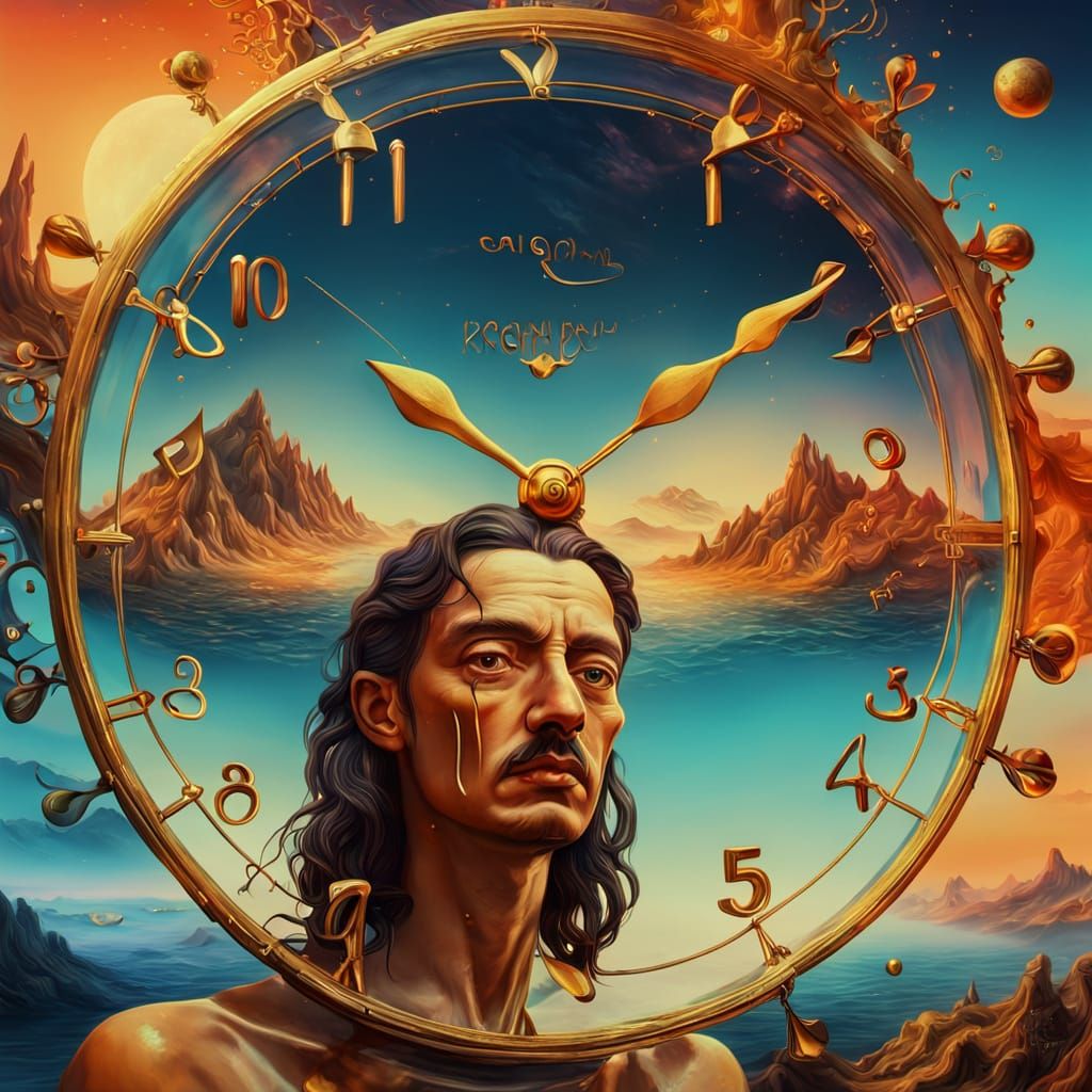 Surreal Dreamscape with Melting Clocks, Dali Style
