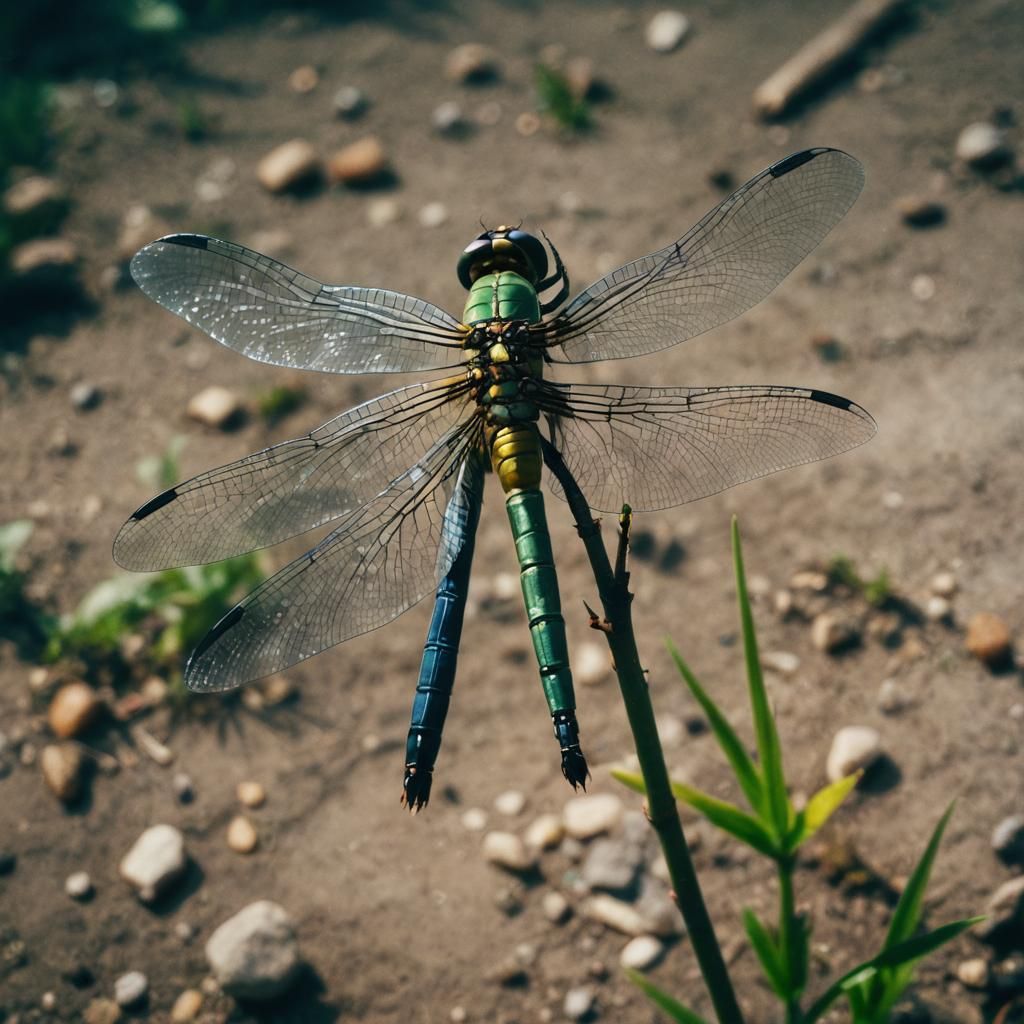 Dramatic Dragonfly in Cinematic Still