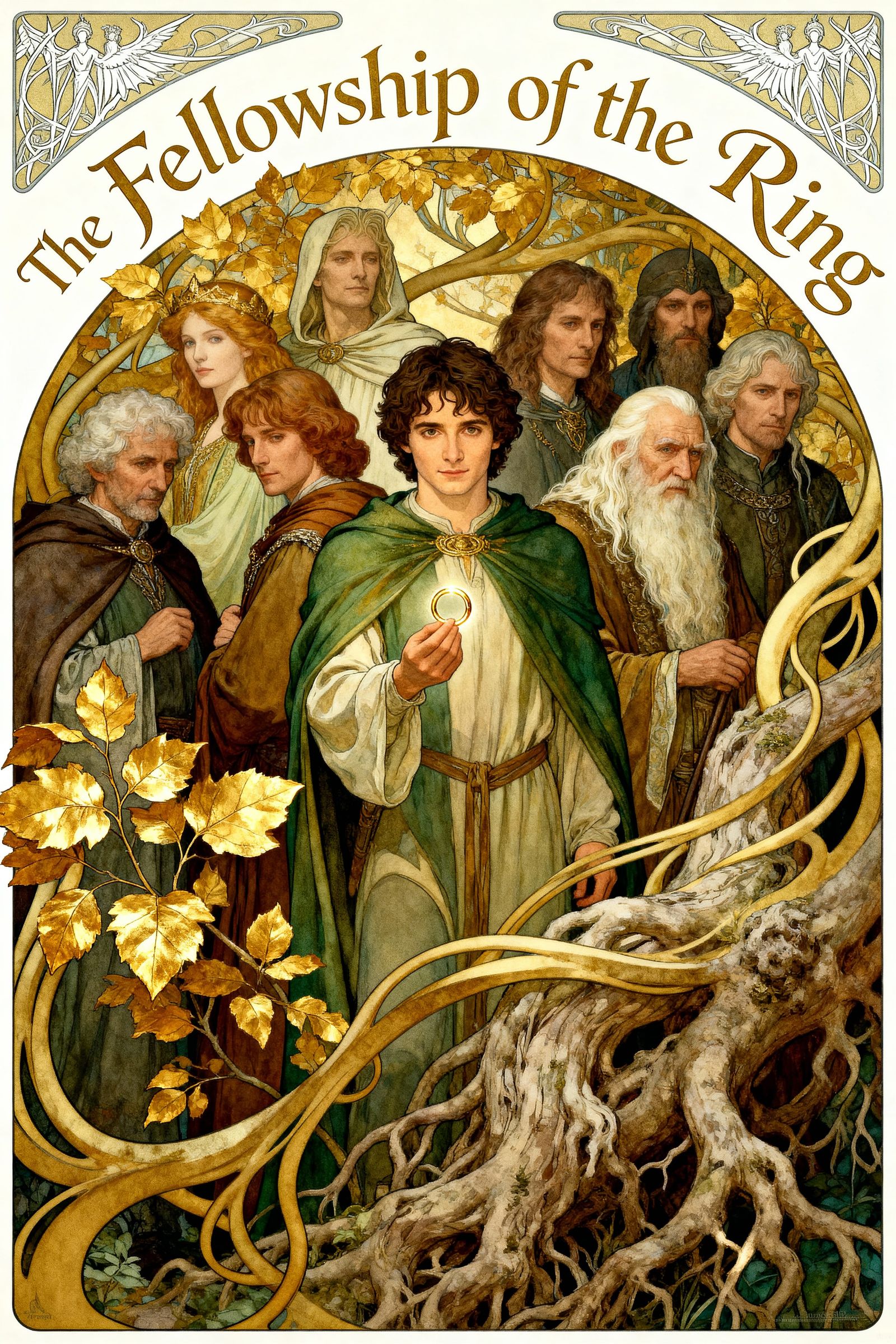 Art Nouveau Lord of the Rings Fellowship Poster