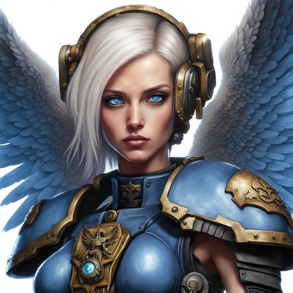 Warhammer 40k Inspired Blue-Eyed Female Angel