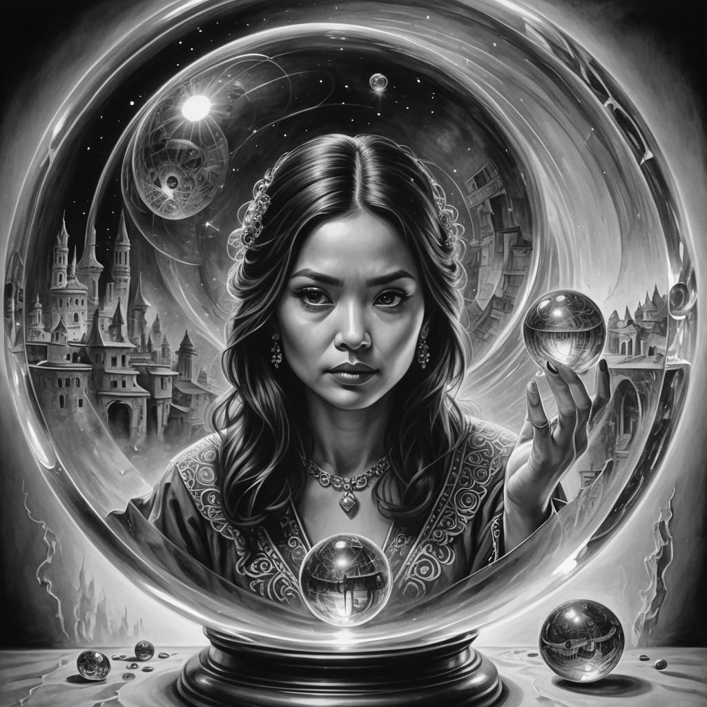 Humorous Psychic Woman with Crystal Ball