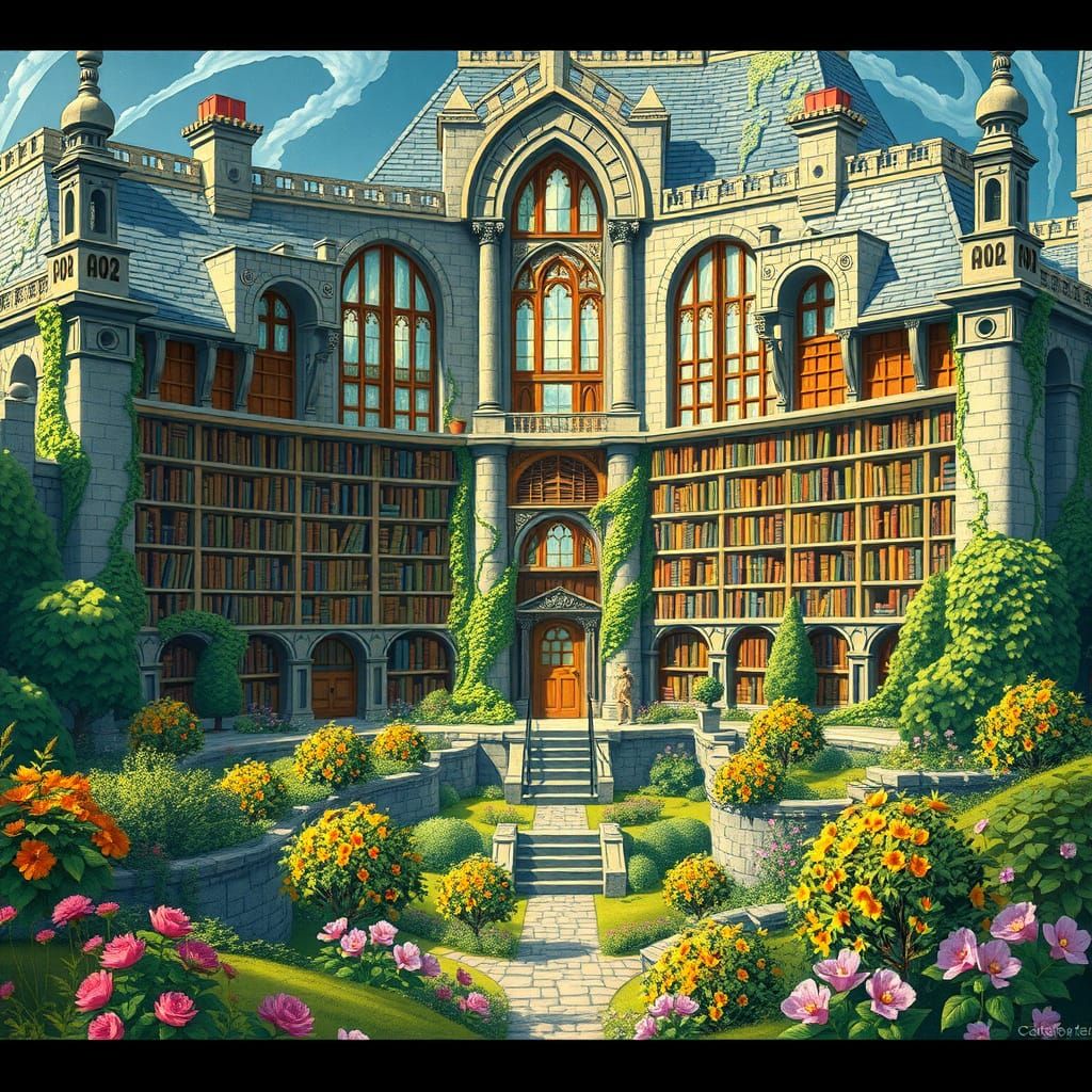 Fantastical Library Unfolds Like an Open Book, Whimsical Doo...