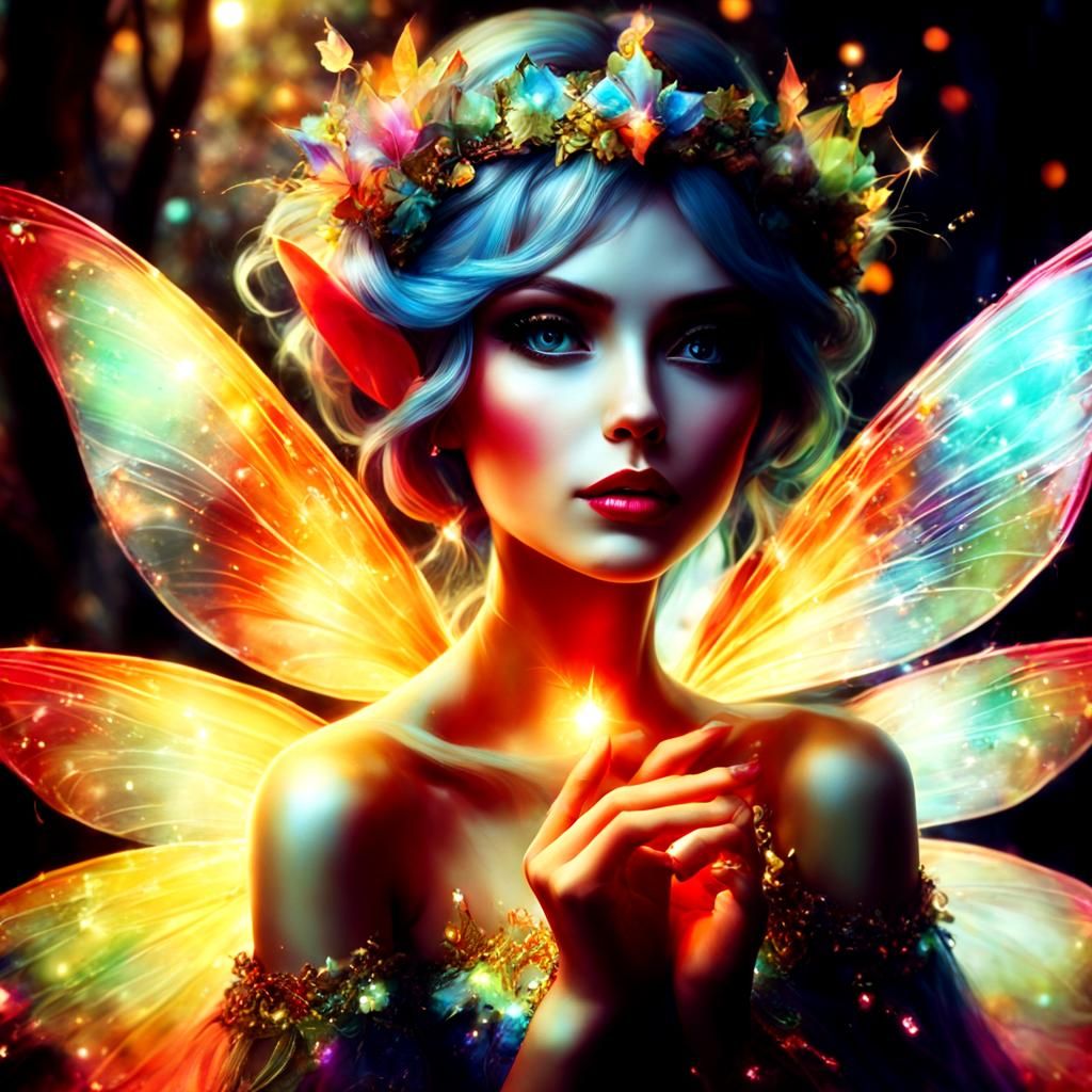 Fairy Queen with Natural Crown in Enchanted Forest