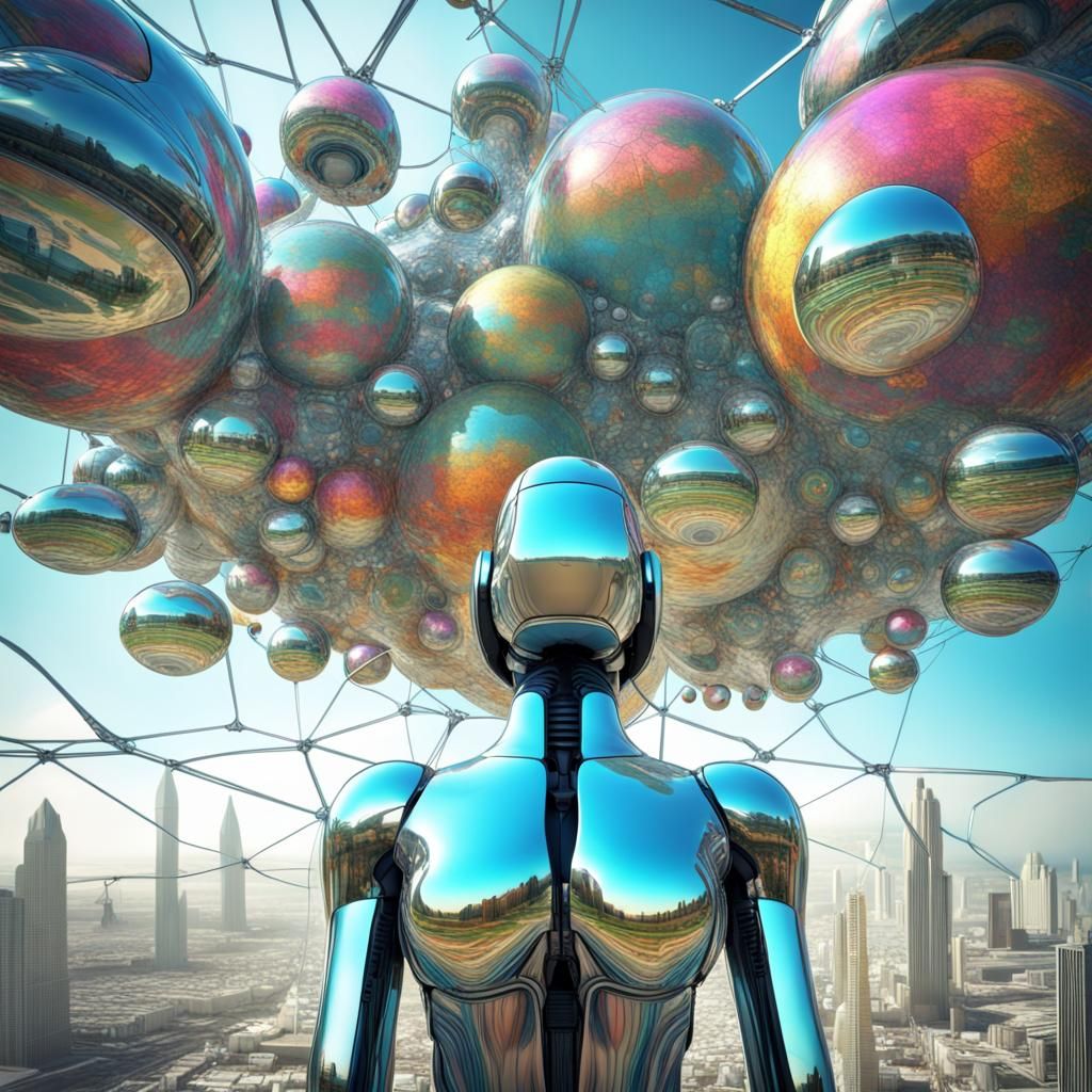 Futuristic Utopia with Female Robots in Digital Art