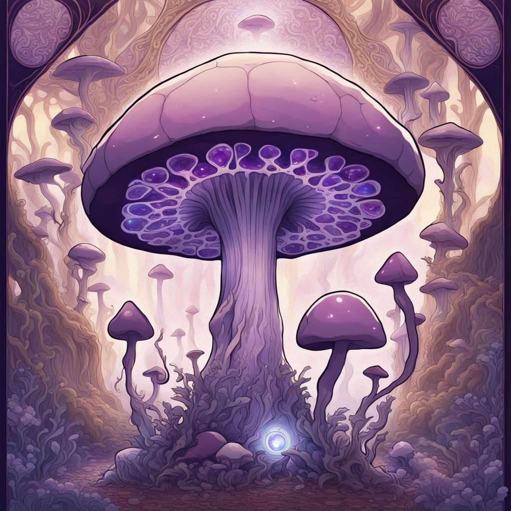 Psilocybe Cubensis in Art Nouveau Anime Style