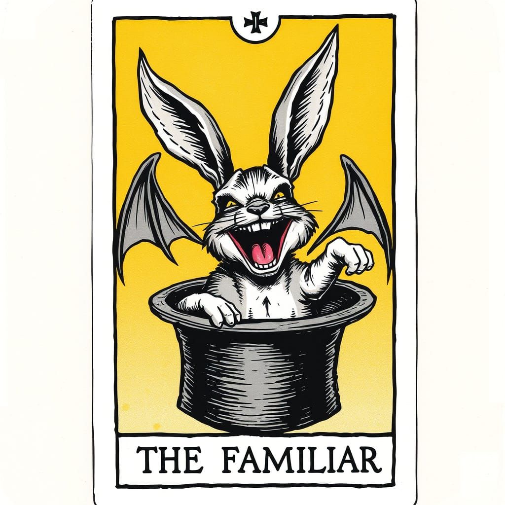 Demonic Bunny Tarot Card Art: The Familiar