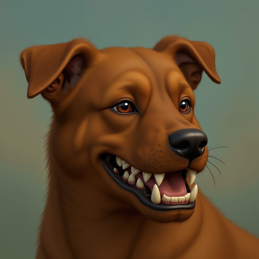 Stylized Portrait of a Brown Dog-Like Creature