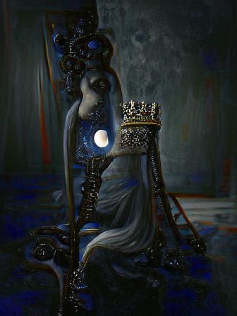 Queen with Starry Crown in Moonlight, Oil Painting