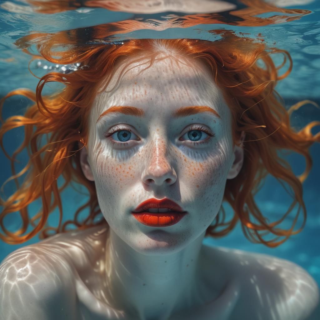 Underwater Portrait: Woman with Orange Hair