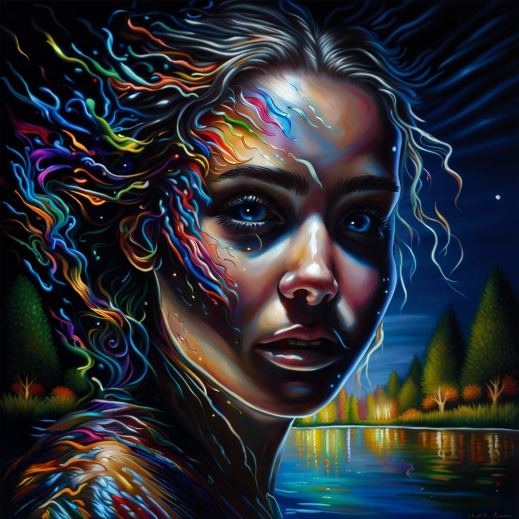 Hyperrealistic Midnight Walk with Dramatic Lighting