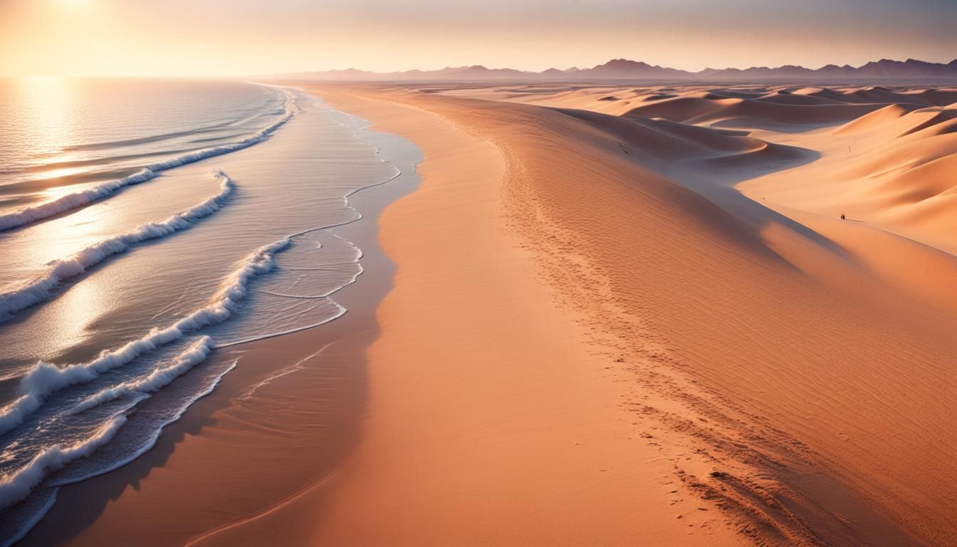 Desert and Ocean Beach at Magic Hour