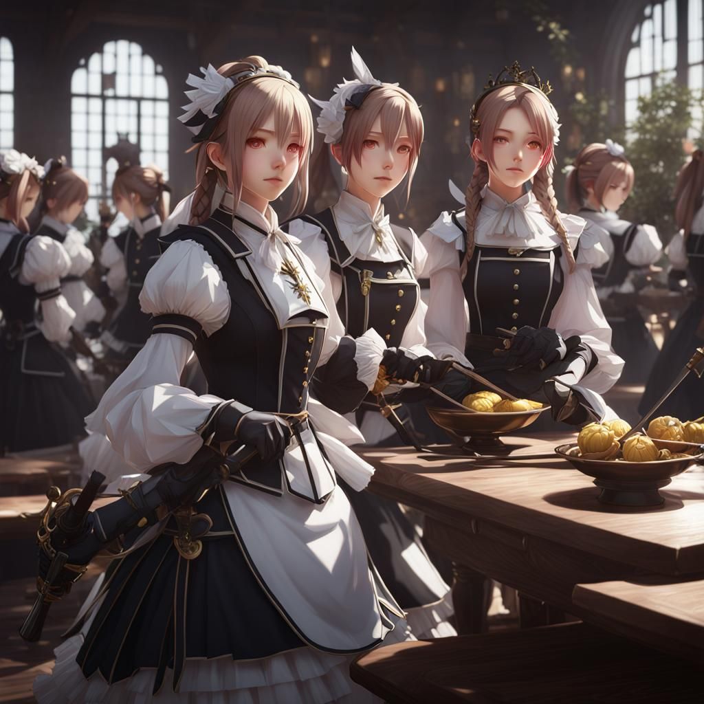 Anime Battle Maids in 3D Digital Art