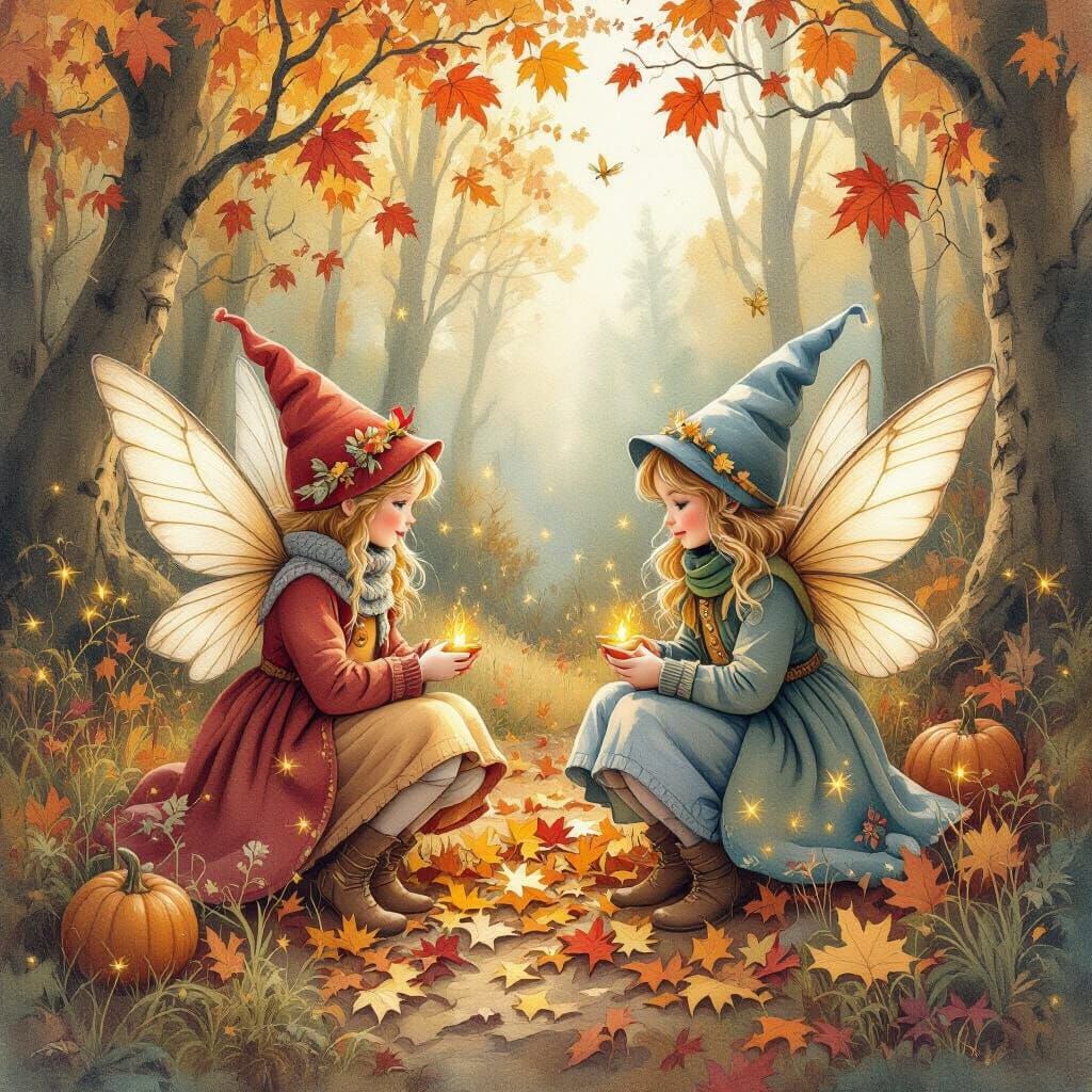 Whimsical Forest Fairies in Watercolor Style