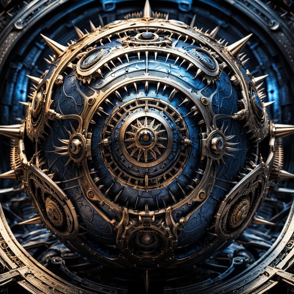 Intricate Biomechanical Sphere in H.R. Giger Style