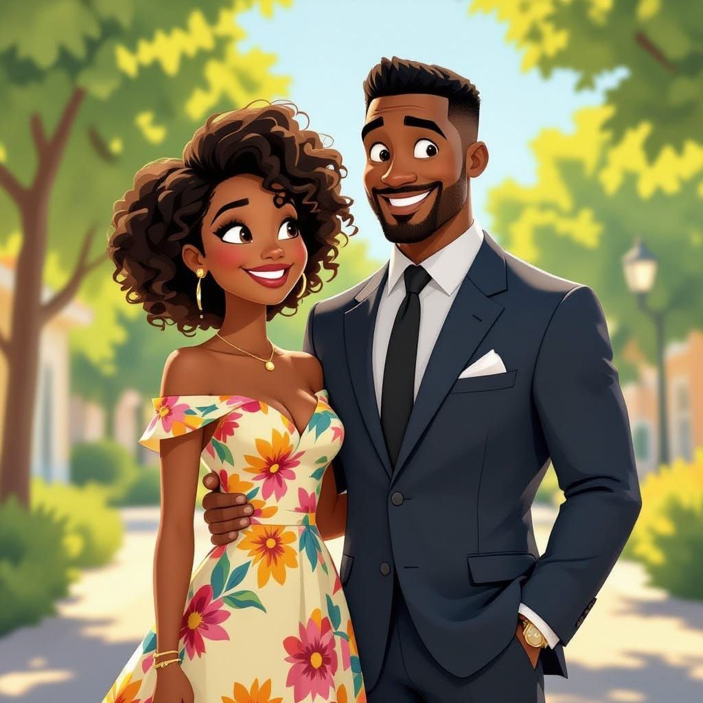 Cheerful Father-Daughter Scene in Animated Style