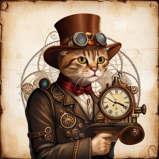 Steampunk Cat Inspired by H.P. Lovecraft