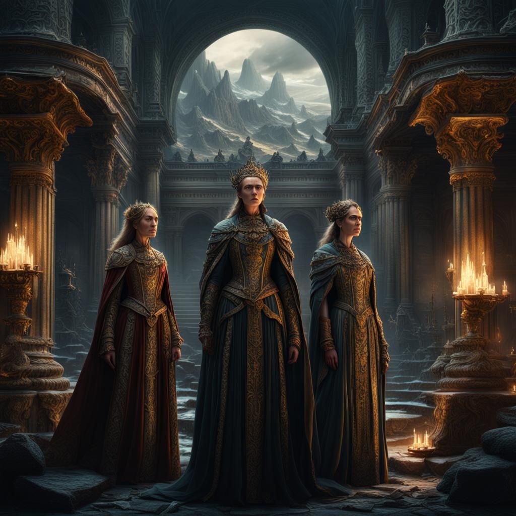 Dramatic Digital Painting of The Three Fates