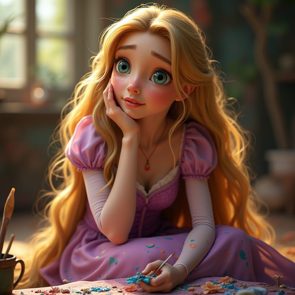 Disney Princess Rapunzel in Elegant, Impressionist Style
