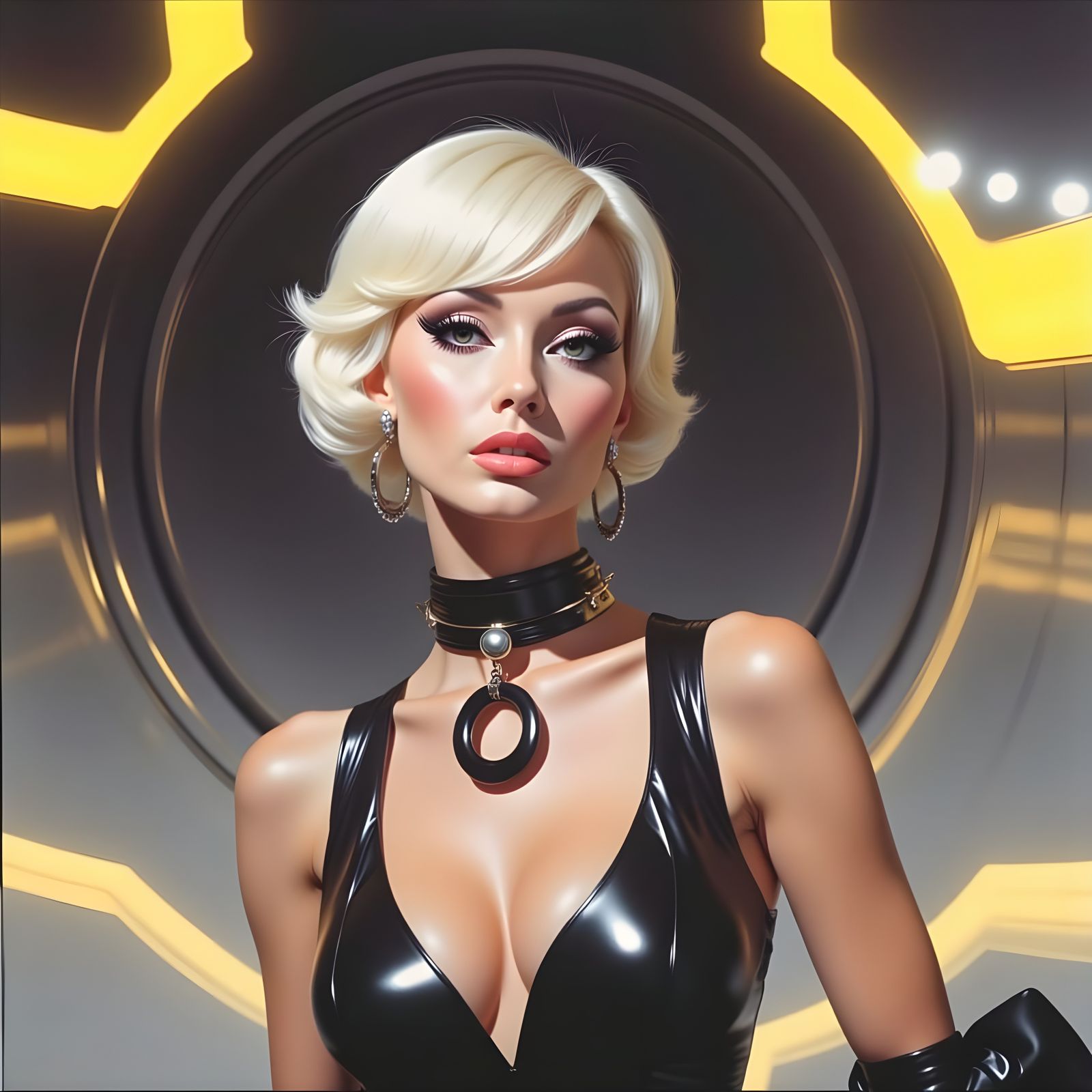 Noir Portrait of Platinum Blonde Woman