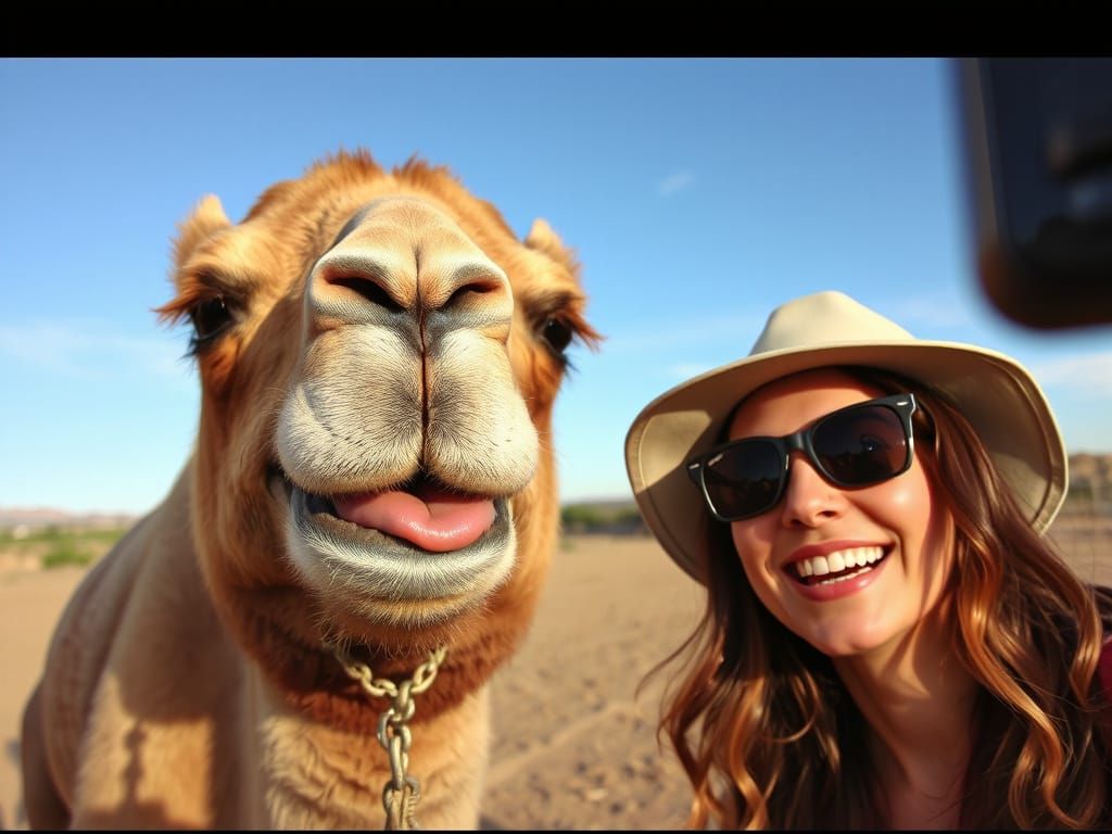 Woman's Selfie with Camel
