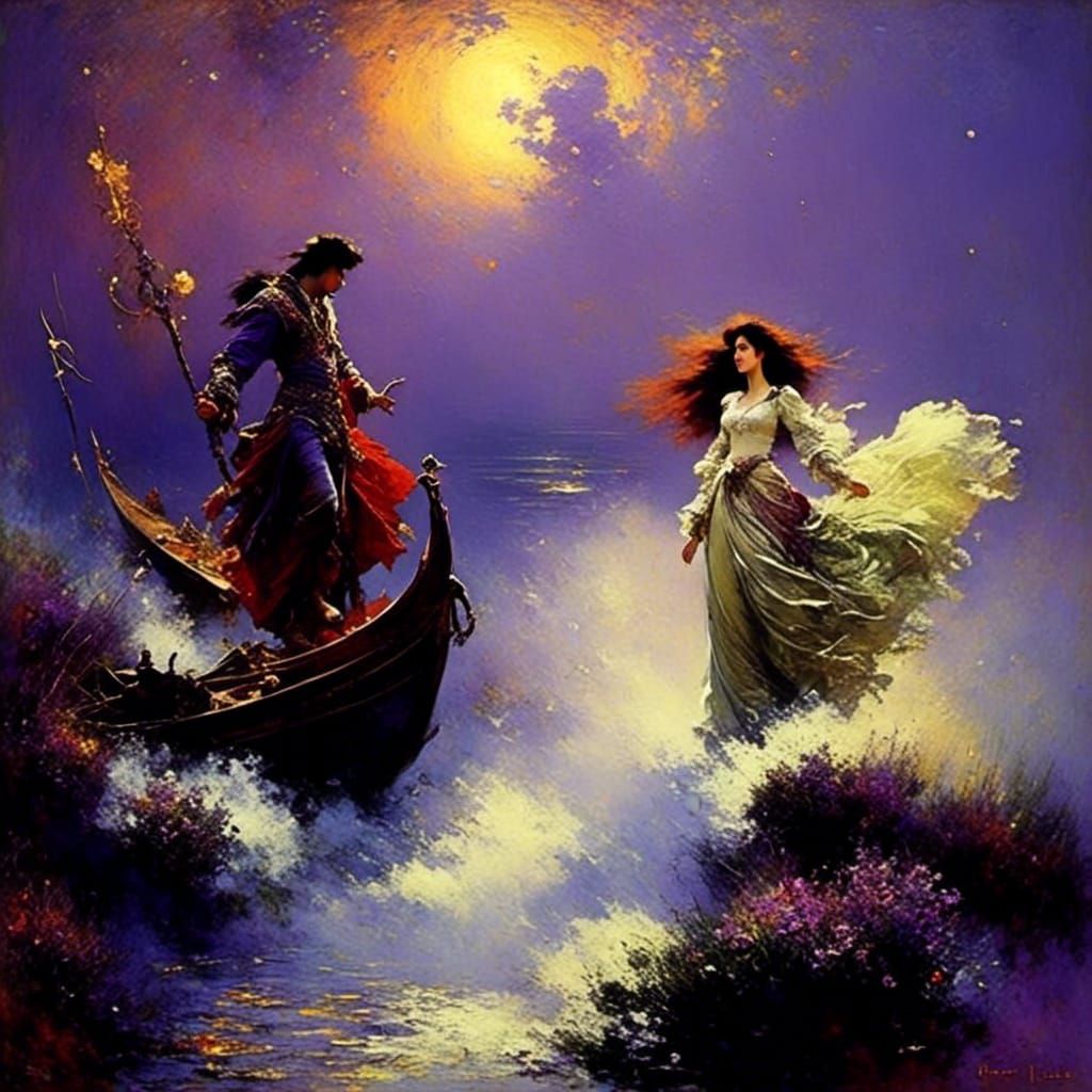 Epic Fantasy Love Scene in Deep Background