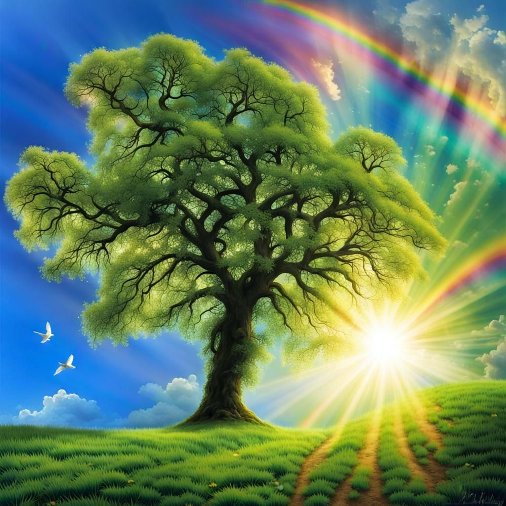 Vibrant Impressionistic Trees Reach for the Sky