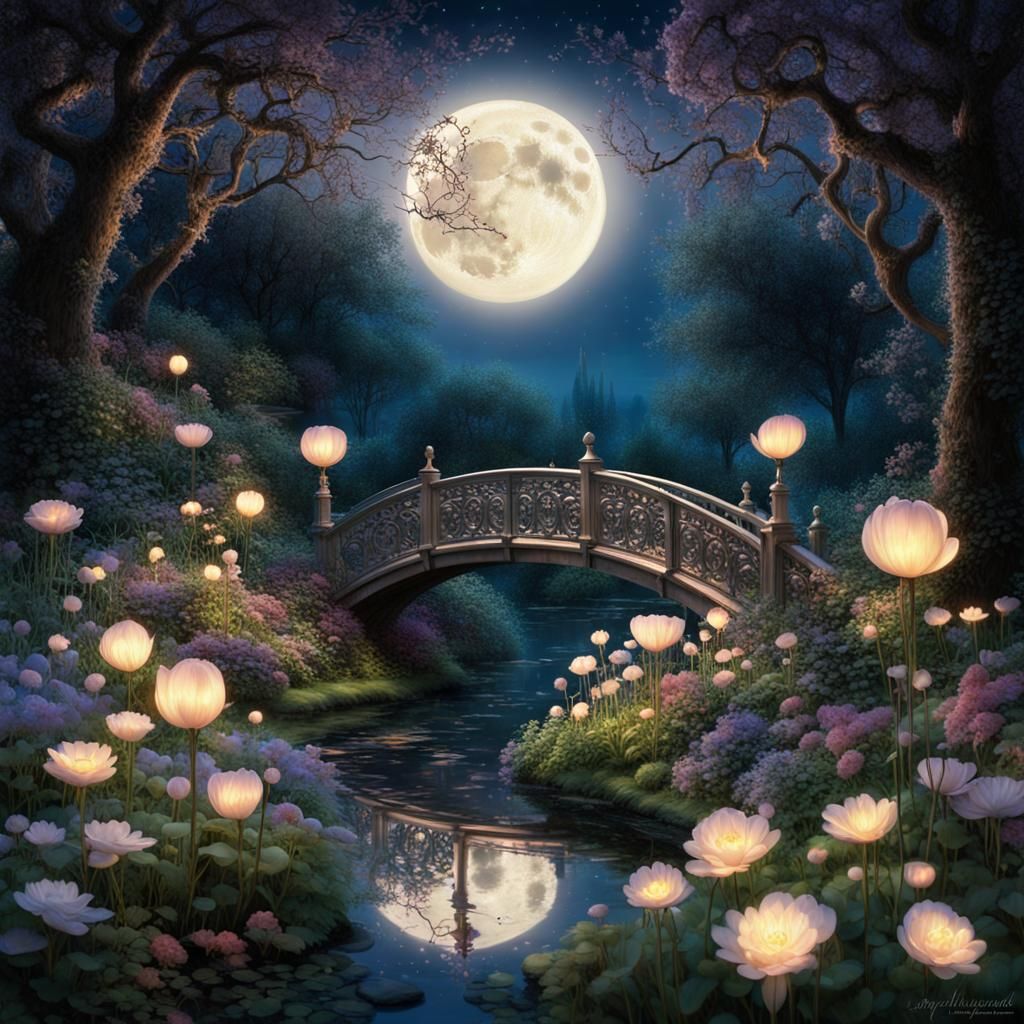 Enchanting Midnight Garden: A Realm of Fantasy