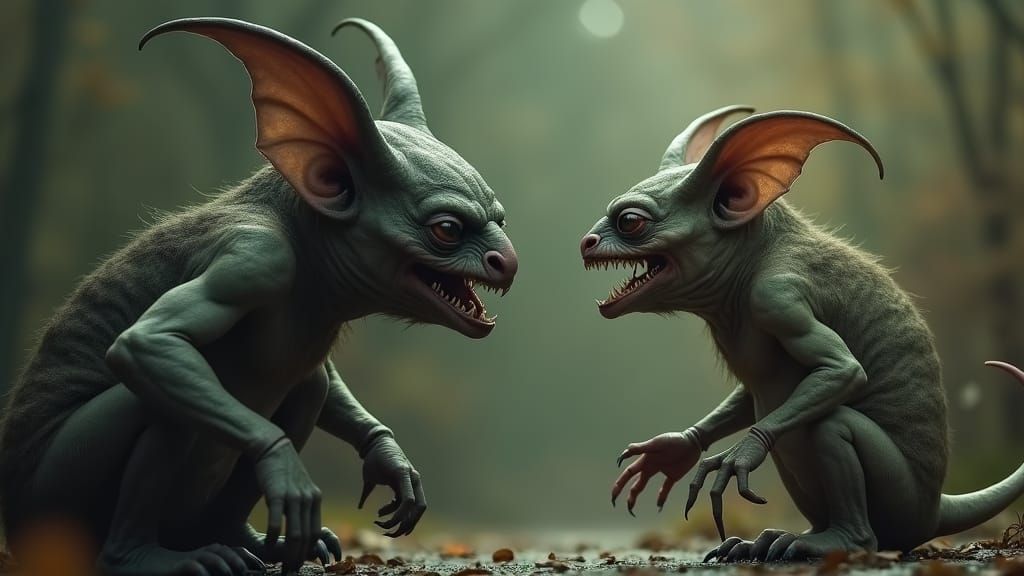 Sinister Potto Argues with Gremlin in Surrealist Style