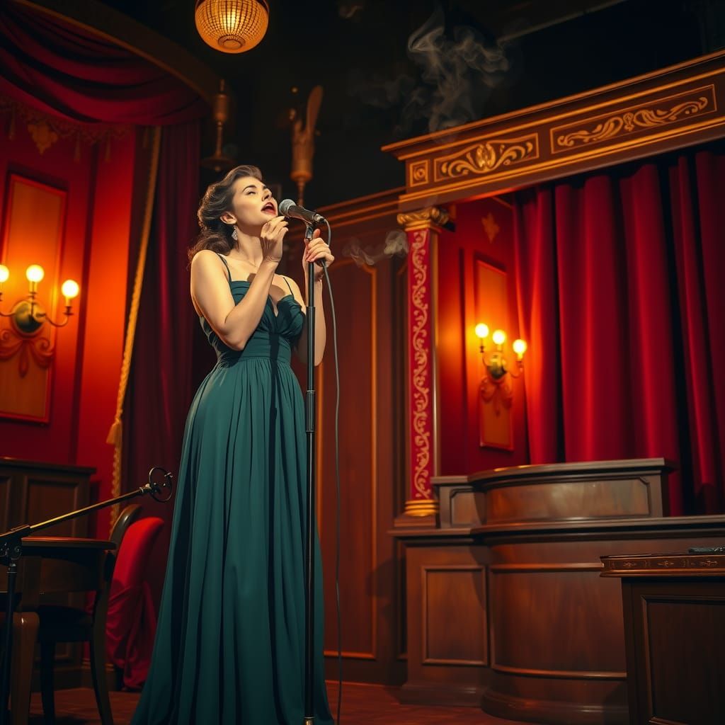 Singer in Jazz Club Inspired by Wyeth and Hopper