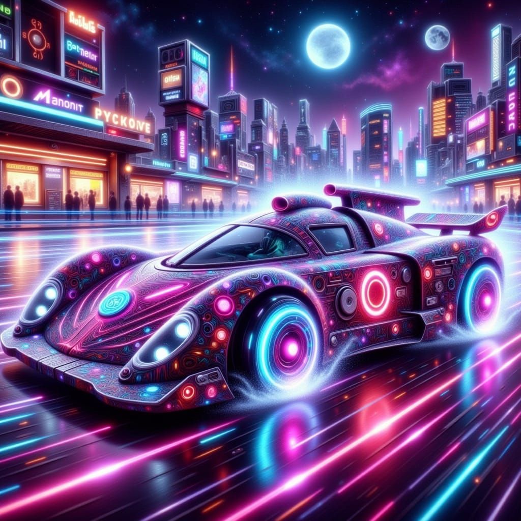 Neon Zodiac Racer Speeds Through Cyberpunk City