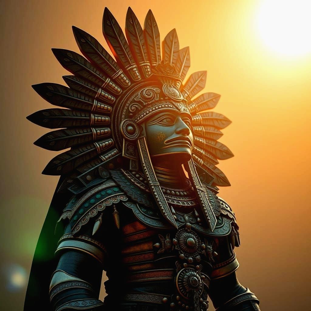 Radiant Turquoise Huitzilopochtli: Aztec Sun God