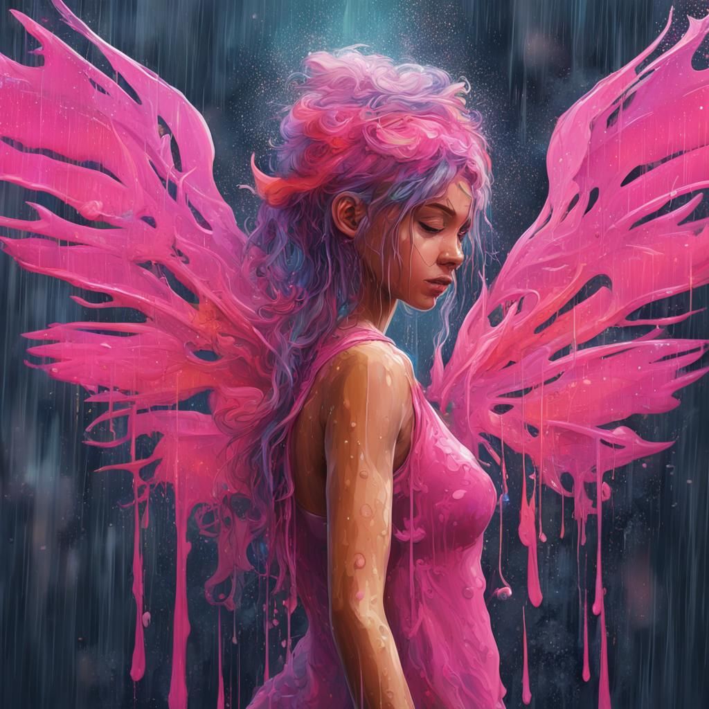 Rain Fairy in Colorful Graffiti Street Art