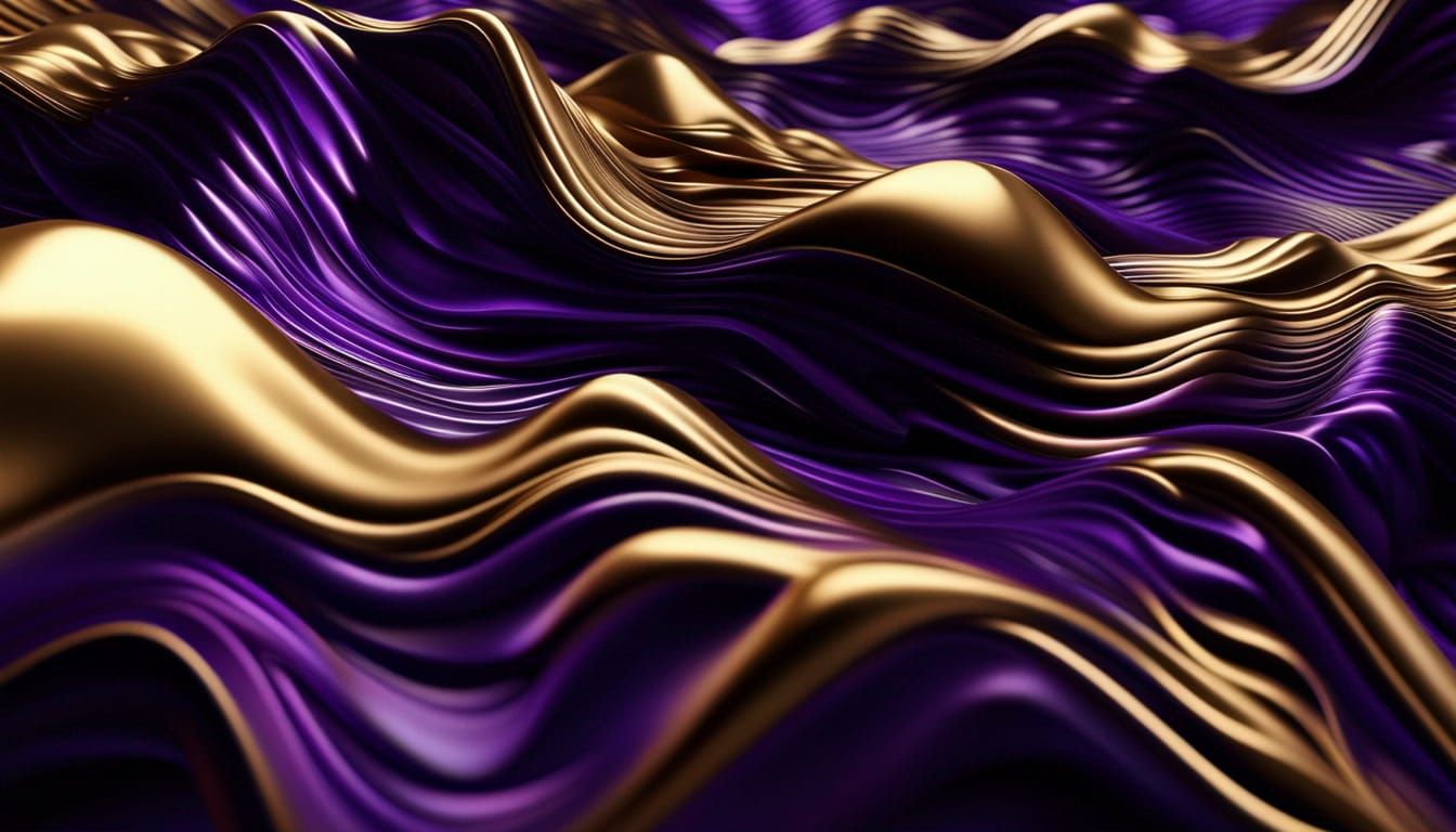 Surreal Crystal Waves in 3D, Metallic Colors
