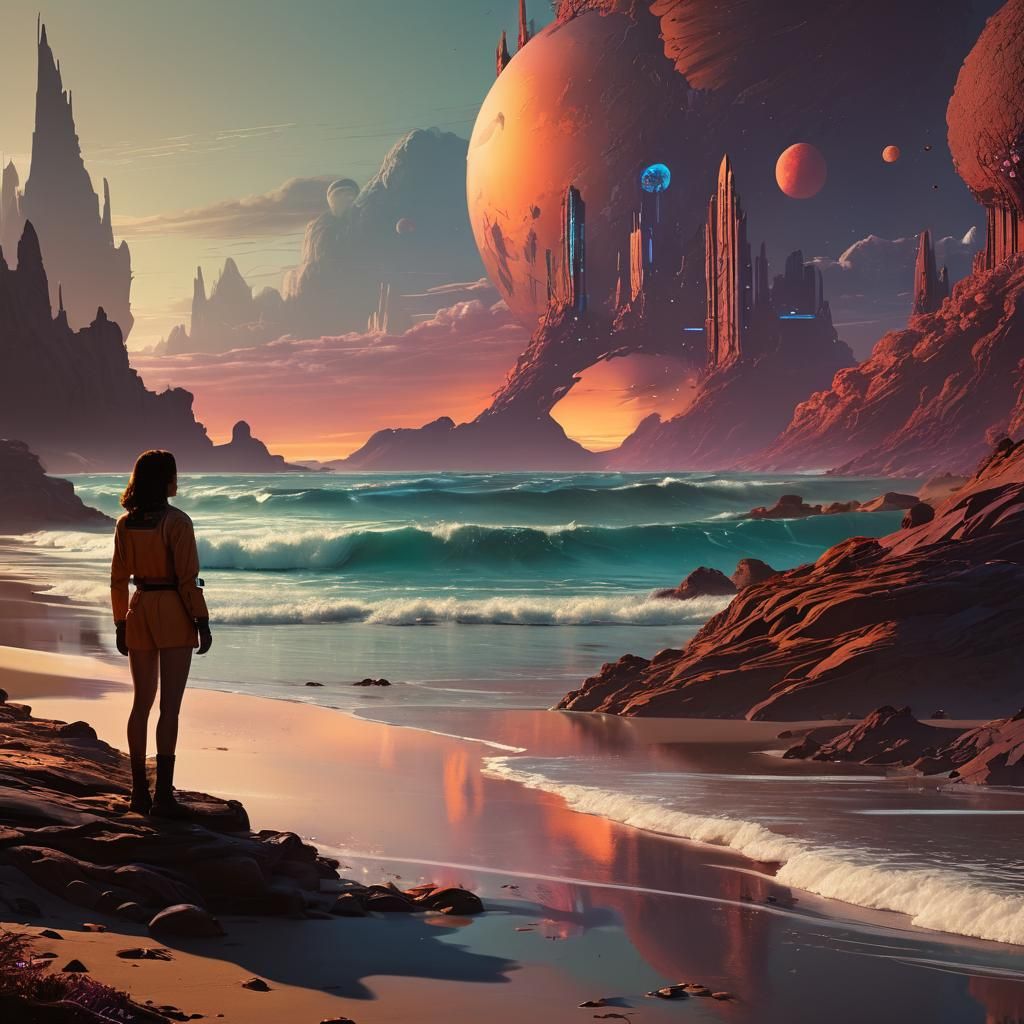 Retro Futuristic Vacation on Alien Planet