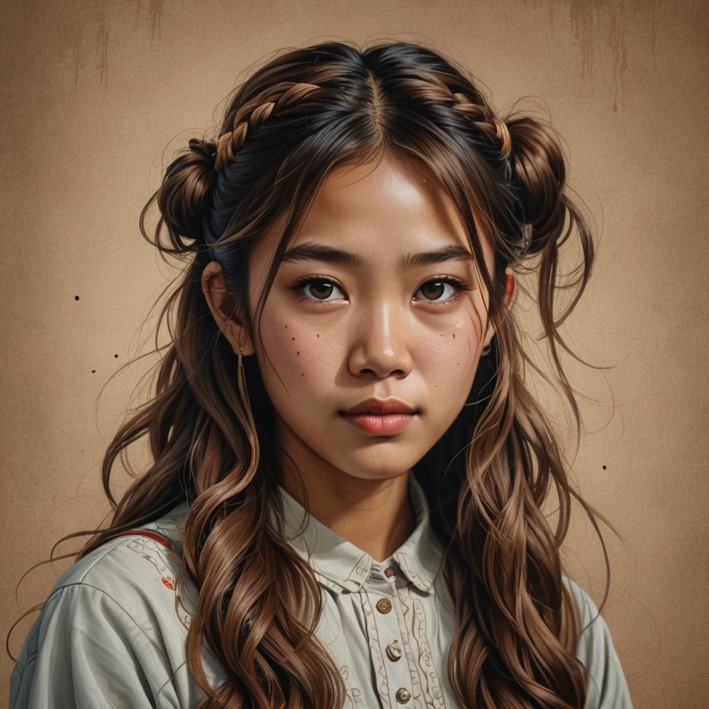 Hyperrealistic Portrait of a Young Filipino Woman