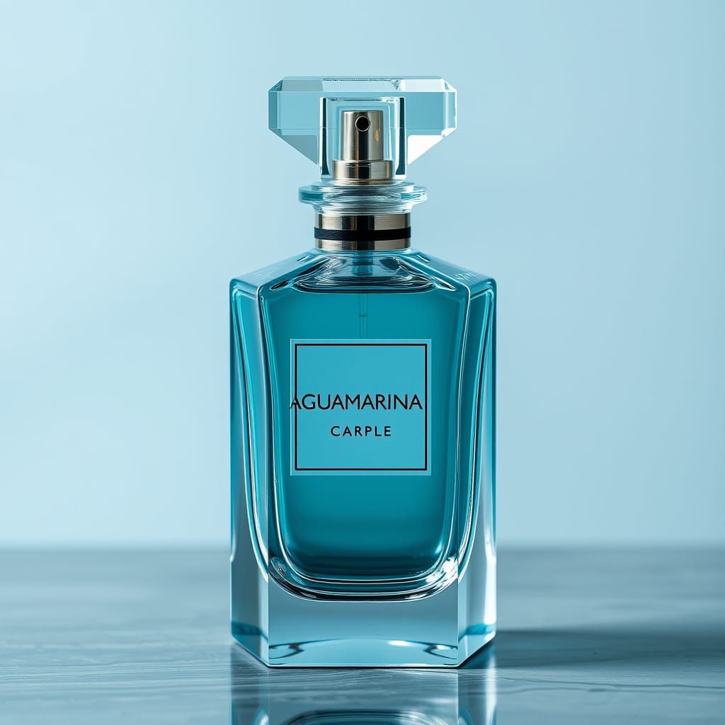 Elegant Art Deco Perfume Bottle with Aquamarine Fragrance