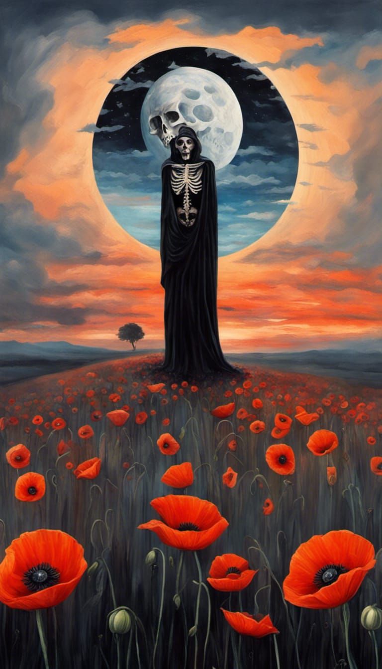 Death and Mother Nature in Poppy Field