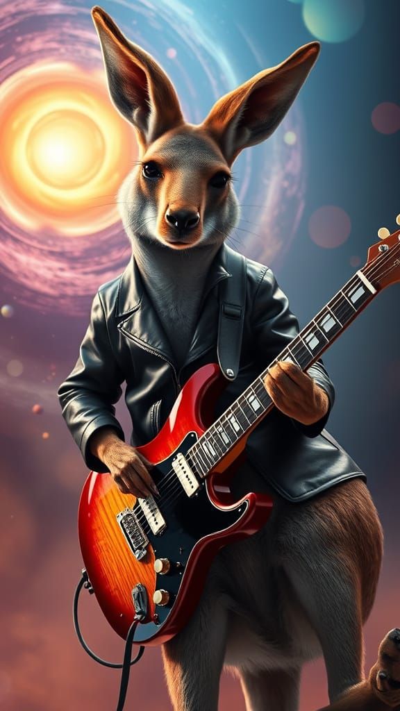 Surreal Electric Guitar Solo by a Photorealistic Kangaroo