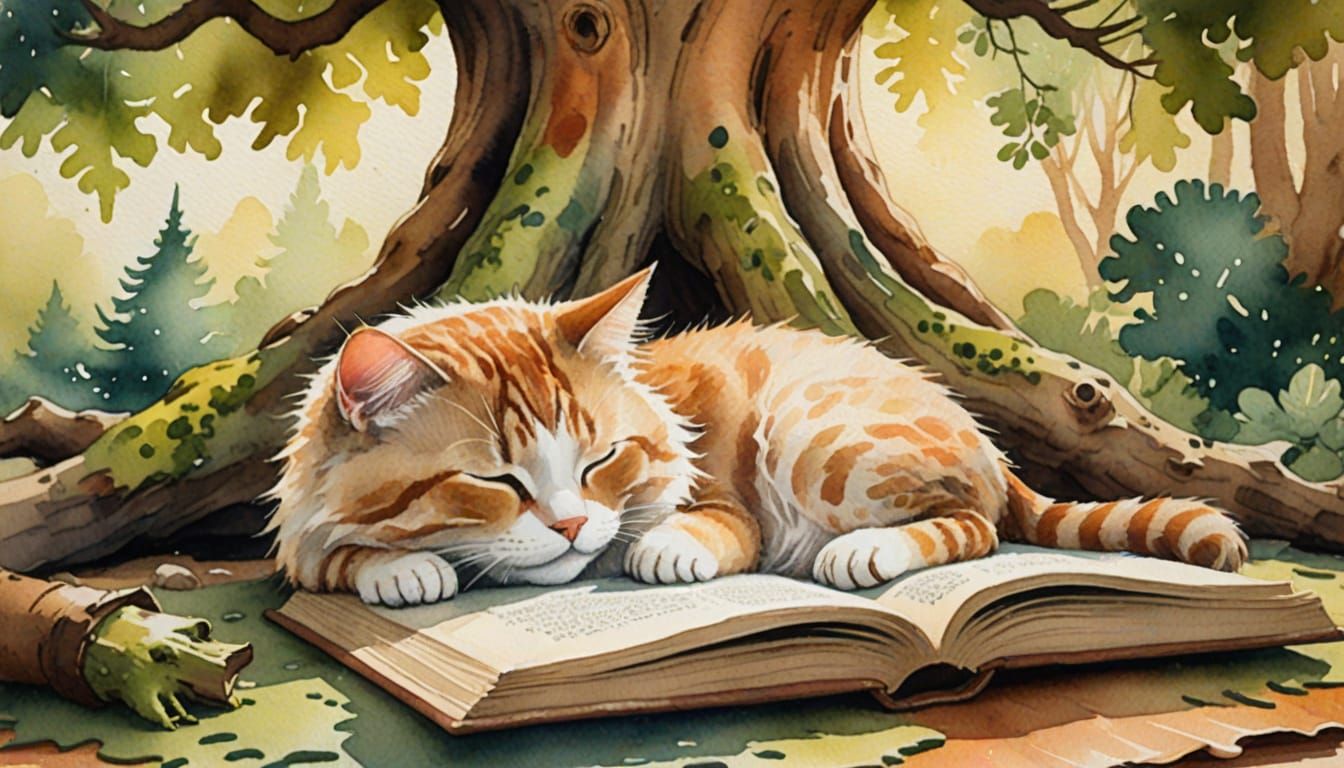 Cozy Cat Nap in Ancient Tree Nook