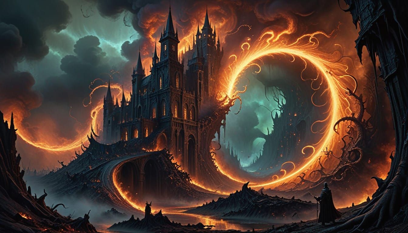 Surrealist Dreamscape Unravels Reality in a Swirling Vortex...