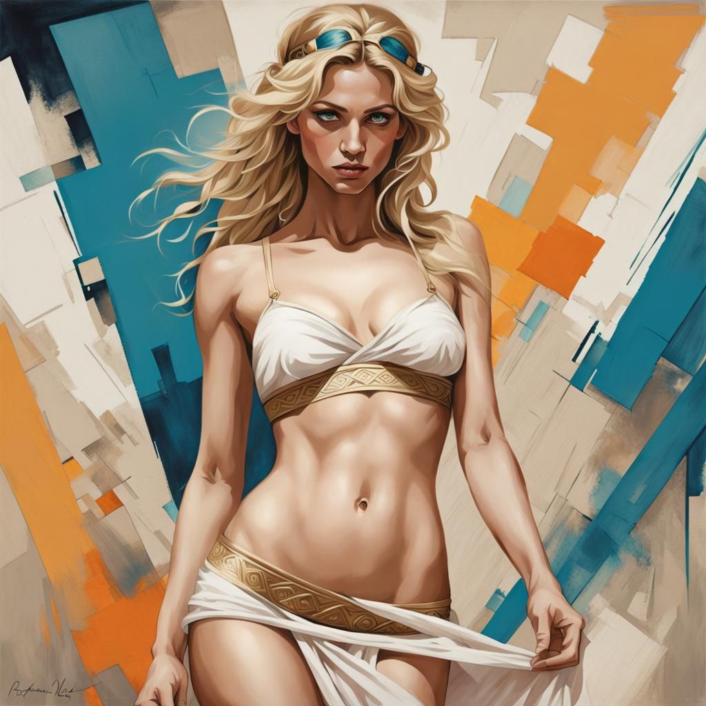 Abstract Art: Blonde Woman as Greek Goddess
