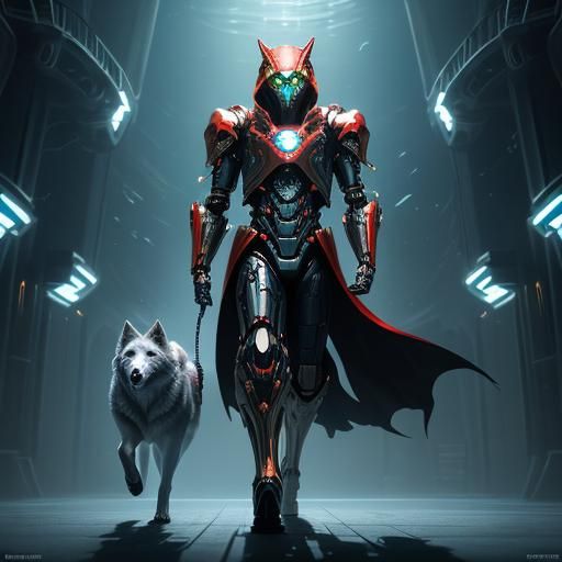 Cyborg Pets- Little Red Riding Hood with Wolf