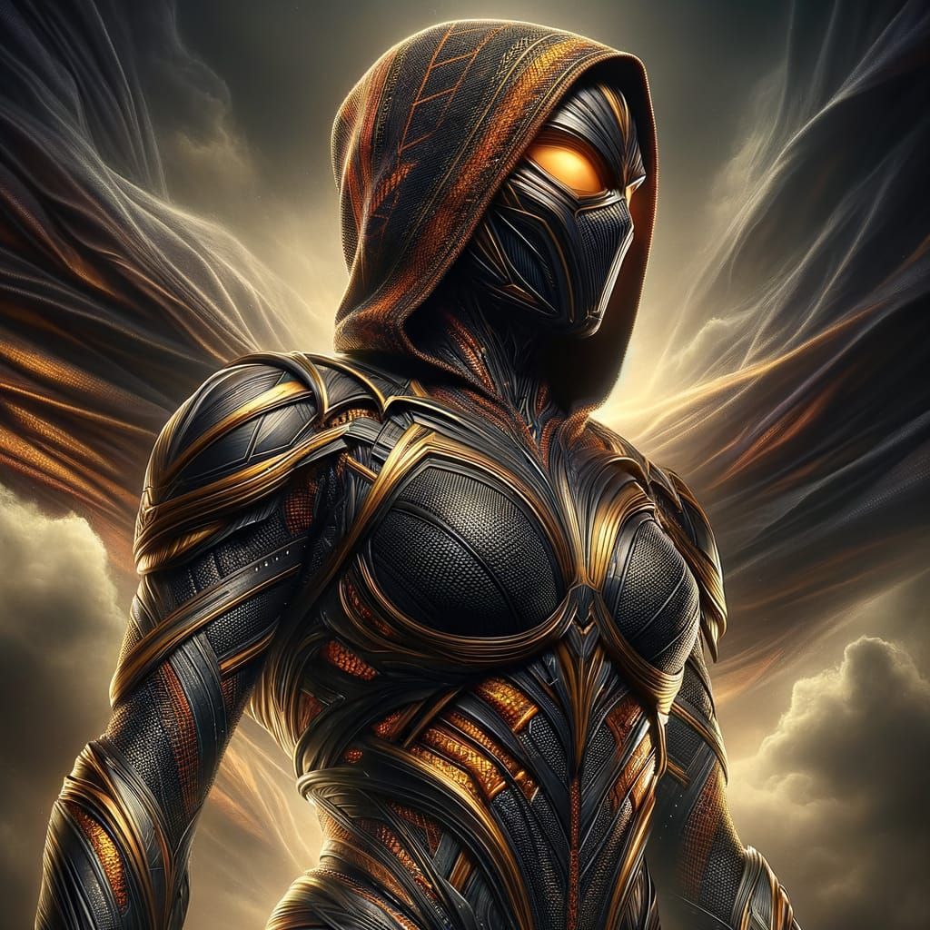 Epic Scarlet Witch Suit in Black, Orange, and Gold