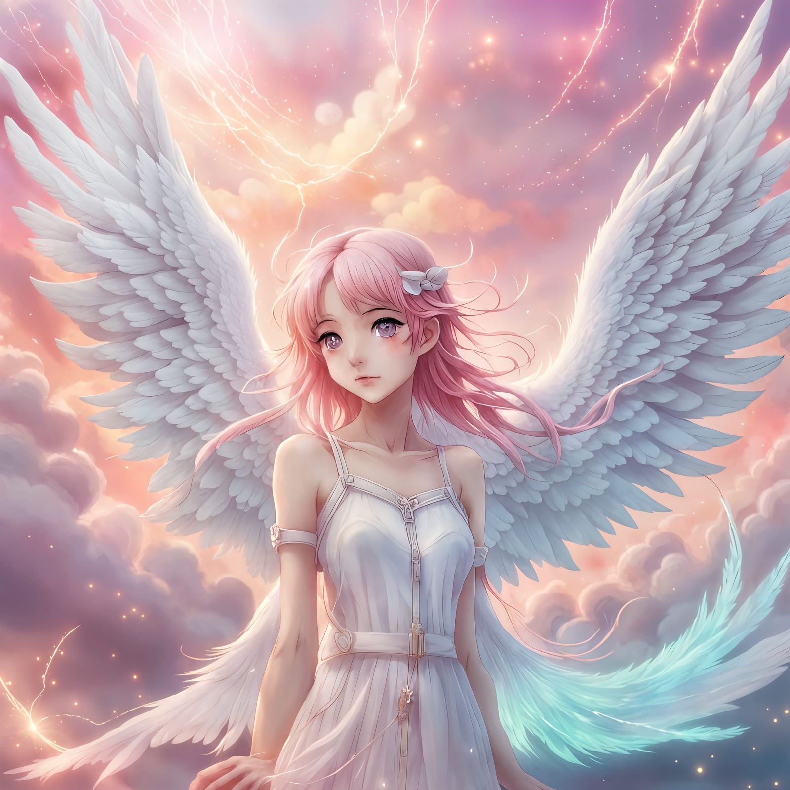 Anime Angel with Pink Magic