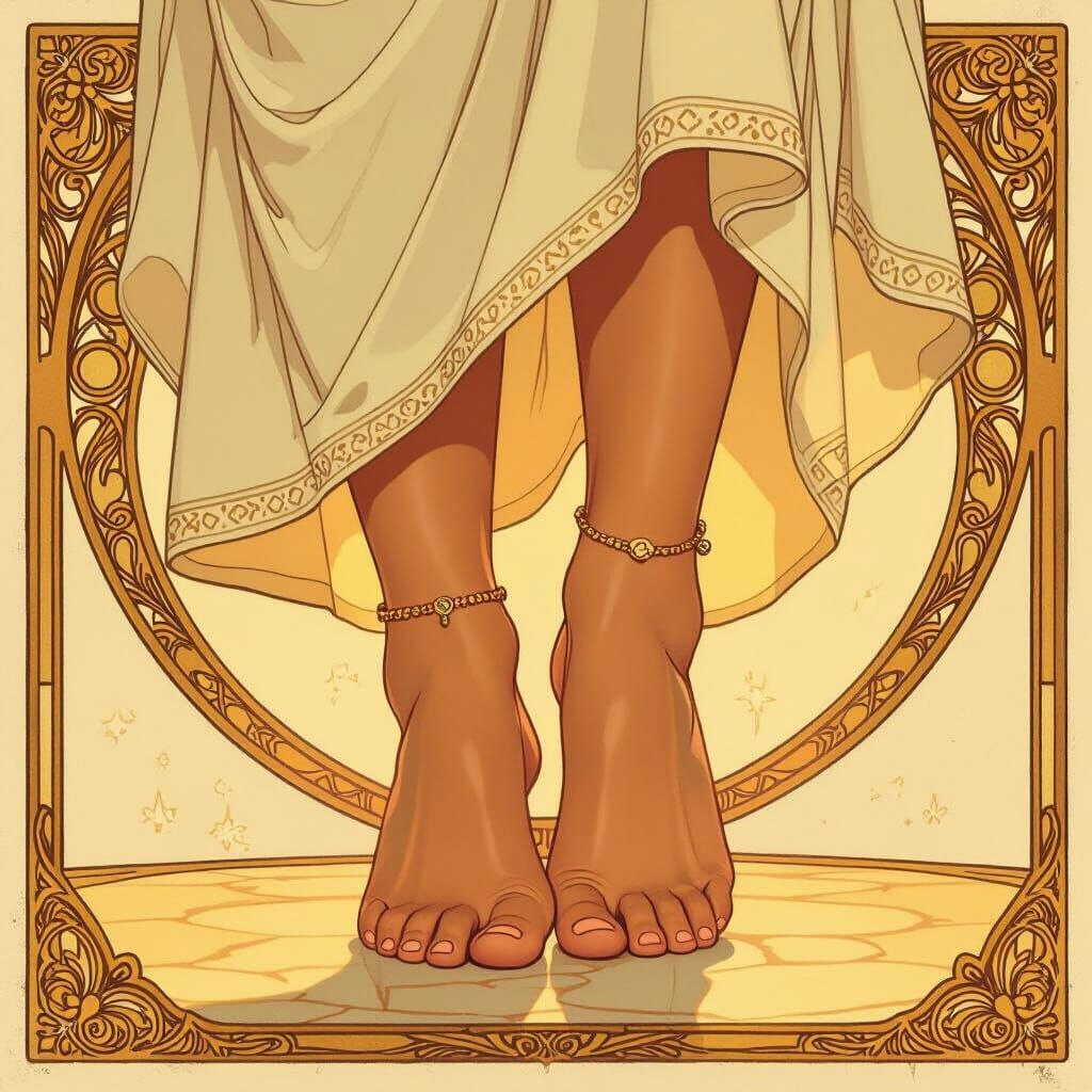 Woman's Feet with Anklet in Art Nouveau Style