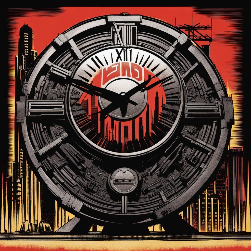 Dystopian Clock: Industrial Album Art