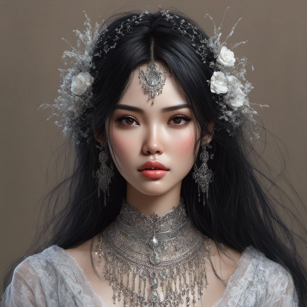 Detailed Portrait of a Young Asian Woman