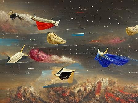 Cosmic Spaceships in Academic Art Style